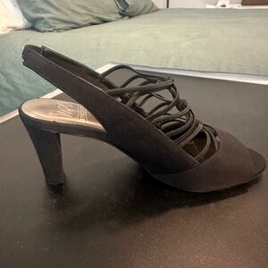 Impo Black Strappy Slingback Heels